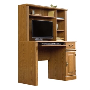 Sauder Orchard Hills Engineered Wood Computer Desk with Hutch in Carolina Oak