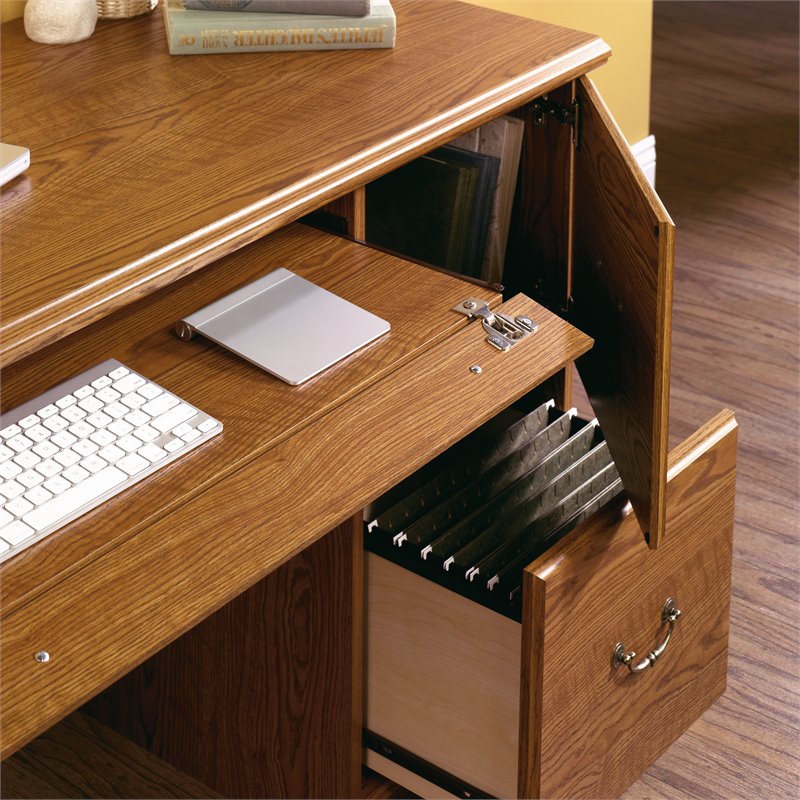 Sauder Orchard Hills Wood Computer Desk In Carolina Oak Finish