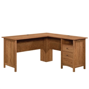 sauder union plain engineered wood l-desk in prairie cherry finish
