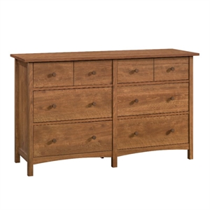 sauder union plain engineered wood 6 drawer dresser in prairie cherry finish