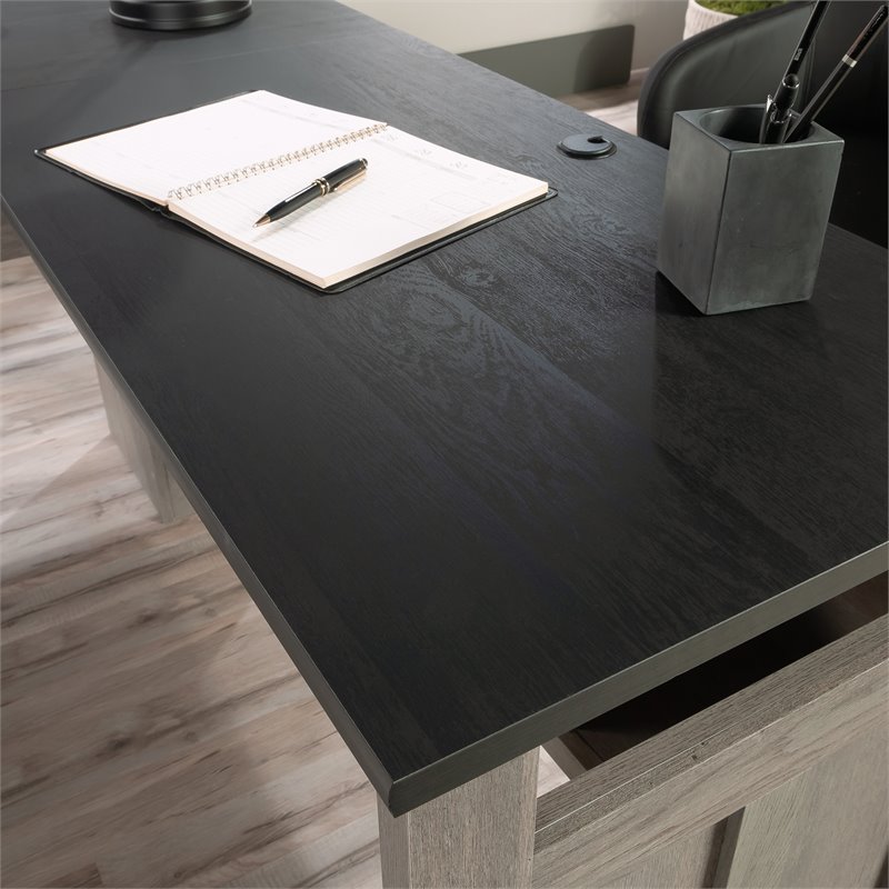 Sauder August Hill Engineered Wood L-Shaped Computer Desk in Mystic Oak