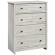 Sauder River Ranch Engineered Wood 4 Drawer Chest in White Plank