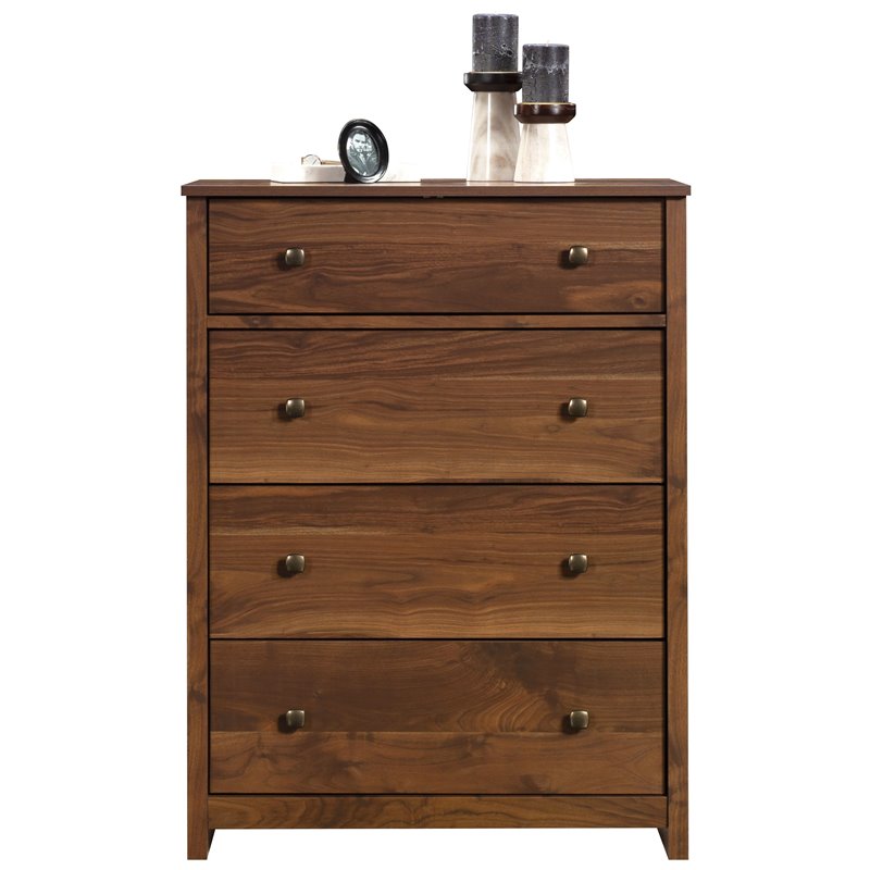 Sauder River Ranch Engineered Wood 4 Drawer Chest in Grand Walnut