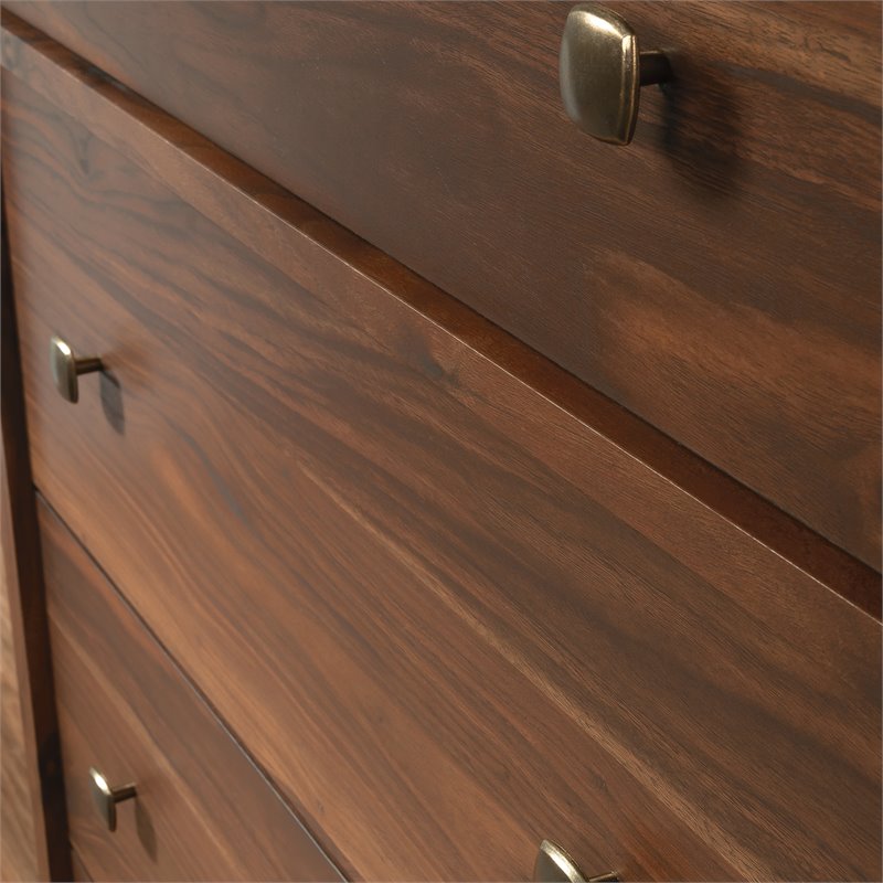 Sauder River Ranch Engineered Wood 4 Drawer Chest in Grand Walnut
