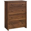 Sauder River Ranch Engineered Wood 4 Drawer Chest in Grand Walnut