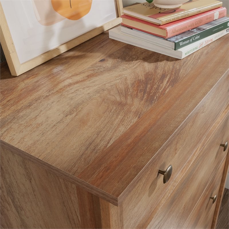 Sauder River Ranch Engineered Wood 4 Drawer Chest in Sindoori Mango/Natural