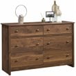 Sauder River Ranch Engineered Wood 6 Drawer Dresser in Grand Walnut Finish