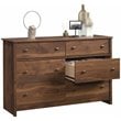 Sauder River Ranch Engineered Wood 6 Drawer Dresser in Grand Walnut Finish