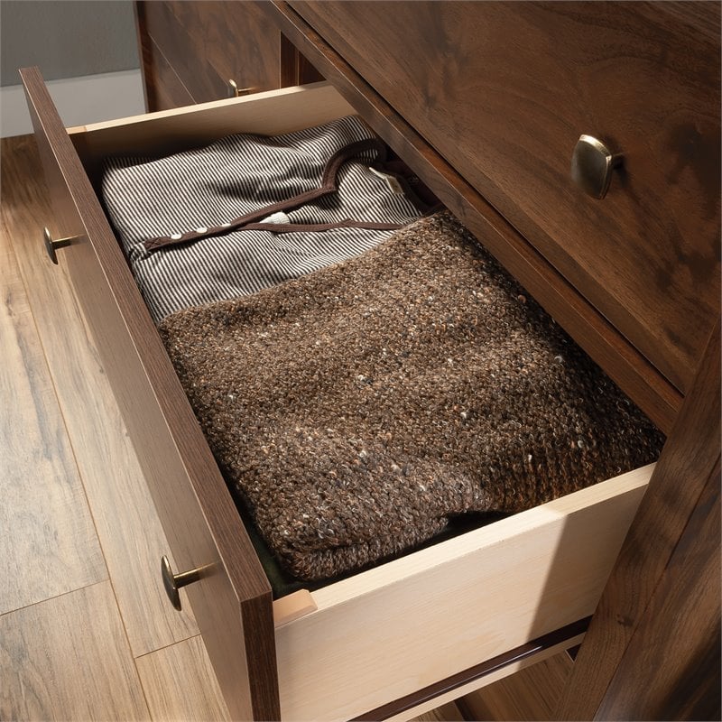Sauder River Ranch Engineered Wood 6 Drawer Dresser in Grand Walnut Finish