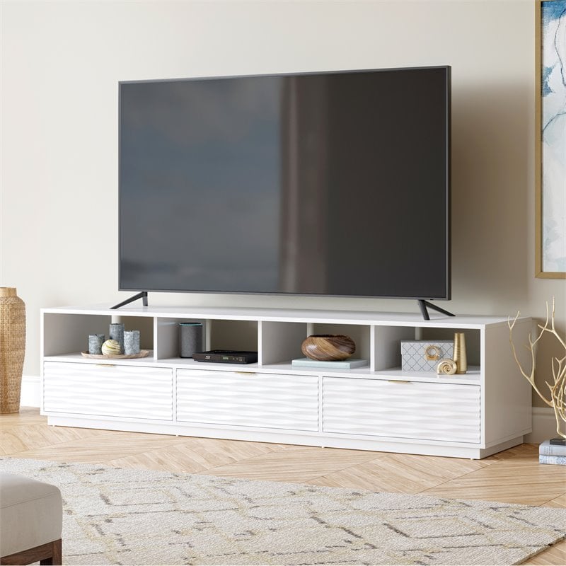 Sauder Morgan Main Engineered Wood TV Stand in White Finish