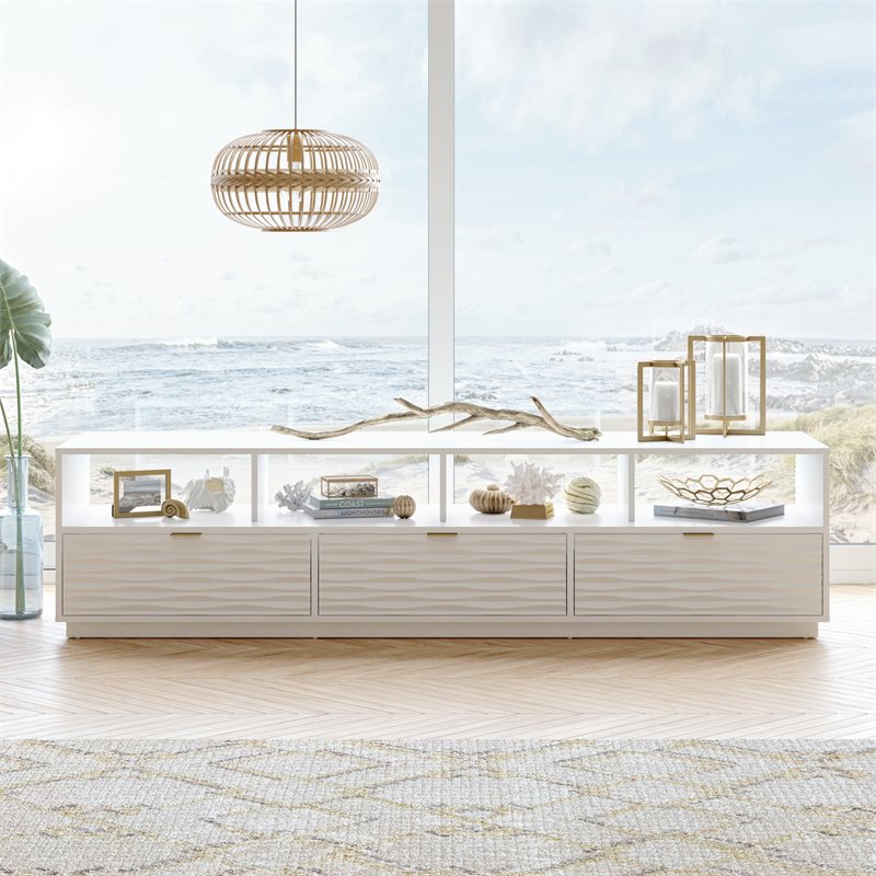 Sauder Morgan Main Engineered Wood TV Stand in White Finish