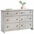 Sauder River Ranch Engineered Wood 6 Drawer Dresser in White Plank Finish