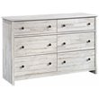 Sauder River Ranch Engineered Wood 6 Drawer Dresser in White Plank Finish