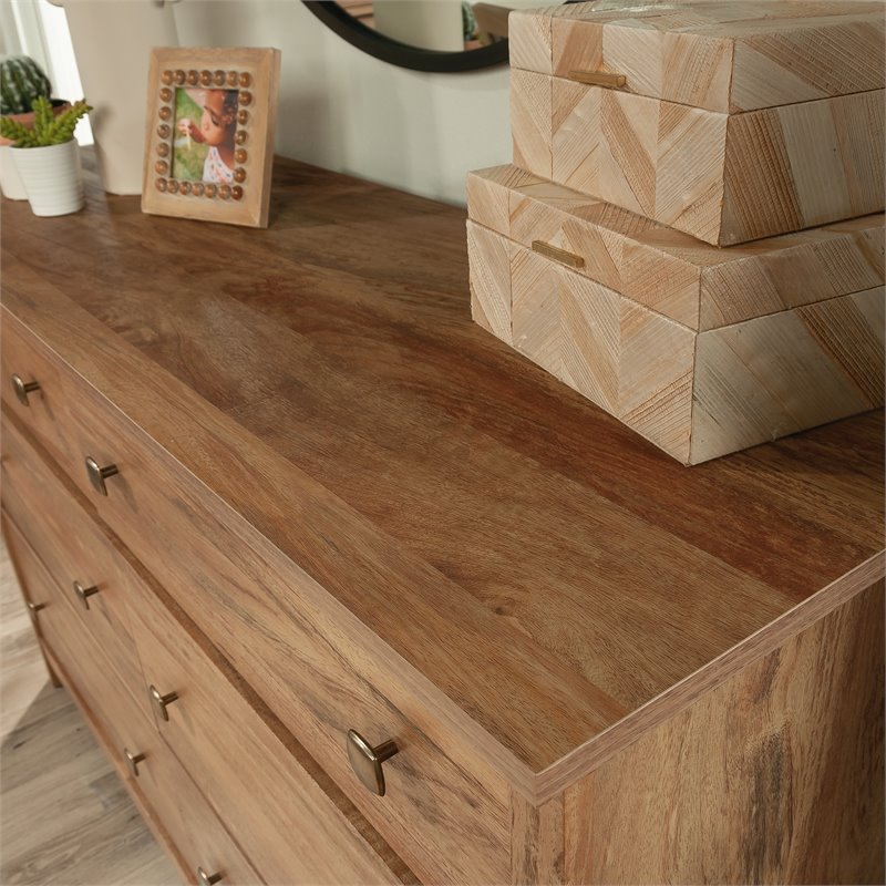 Sauder River Ranch Engineered Wood 6 Drawer Dresser in Sindoori Mango/Natural