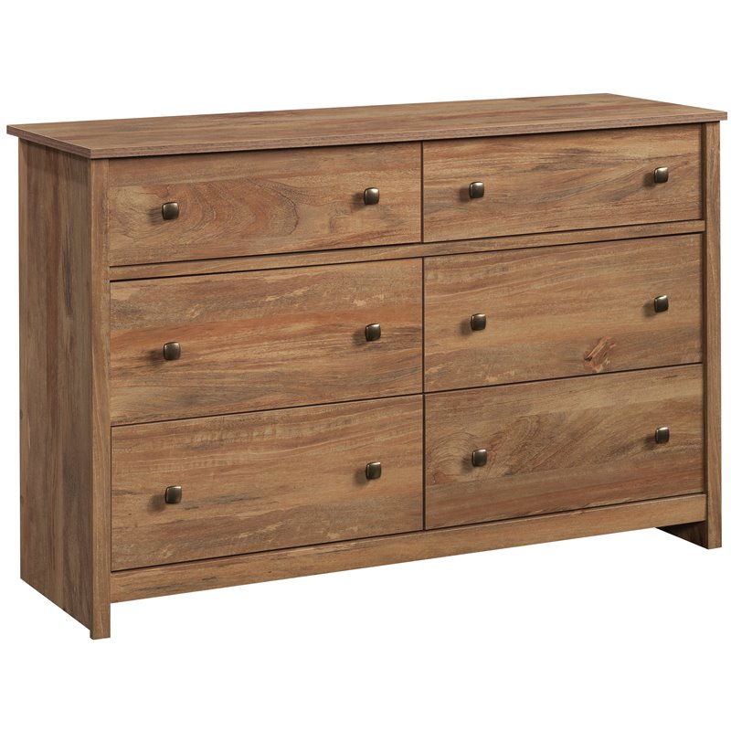 Sauder River Ranch Engineered Wood 6 Drawer Dresser in Sindoori Mango/Natural