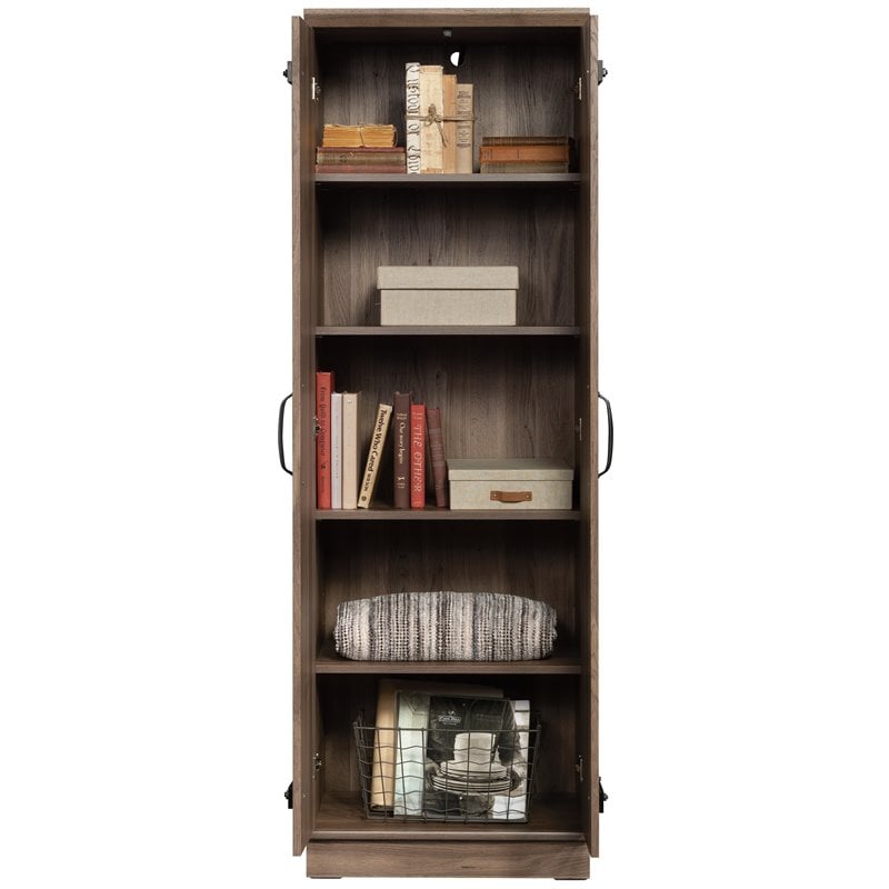 Sauder HomePlus 2-Barn Door Engineered Wood Narrow Storage Cabinet in Salt Oak