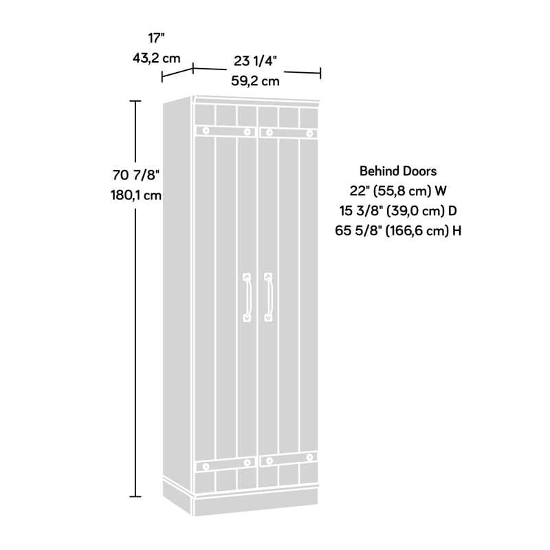 Sauder HomePlus 2-Barn Door Engineered Wood Narrow Storage Cabinet in Salt Oak