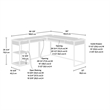 Sauder International Lux Engineered Wood L-Shape Desk in Deco Stone Gray