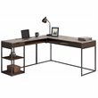 Sauder International Lux Engineered Wood L-Shape Desk in Deco Stone Gray