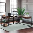 Sauder International Lux Engineered Wood L-Shape Desk in Deco Stone Gray