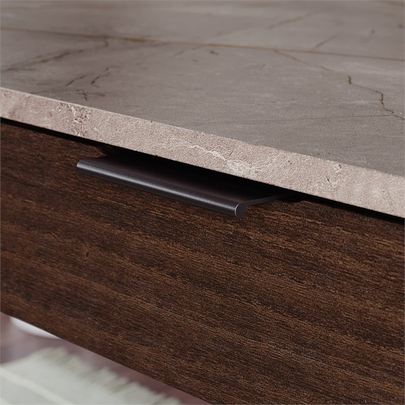 Sauder International Lux Engineered Wood L-Shape Desk in Deco Stone Gray