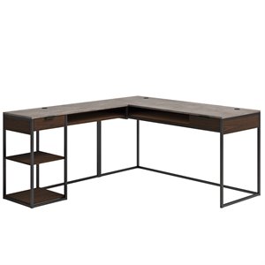 sauder international lux engineered wood l-shape desk in deco stone gray