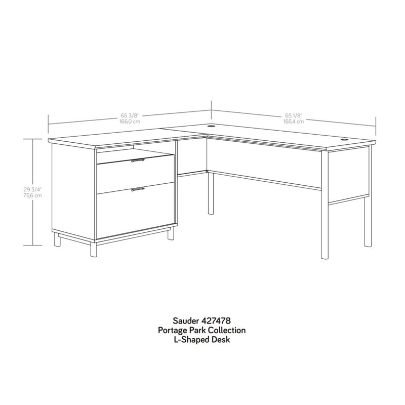 Sauder Portage Park Engineered Wood L-Shape Desk in Kiln Acacia Finish