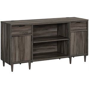sauder clifford place engineered wood 2-drawers credenza desk in jet acacia