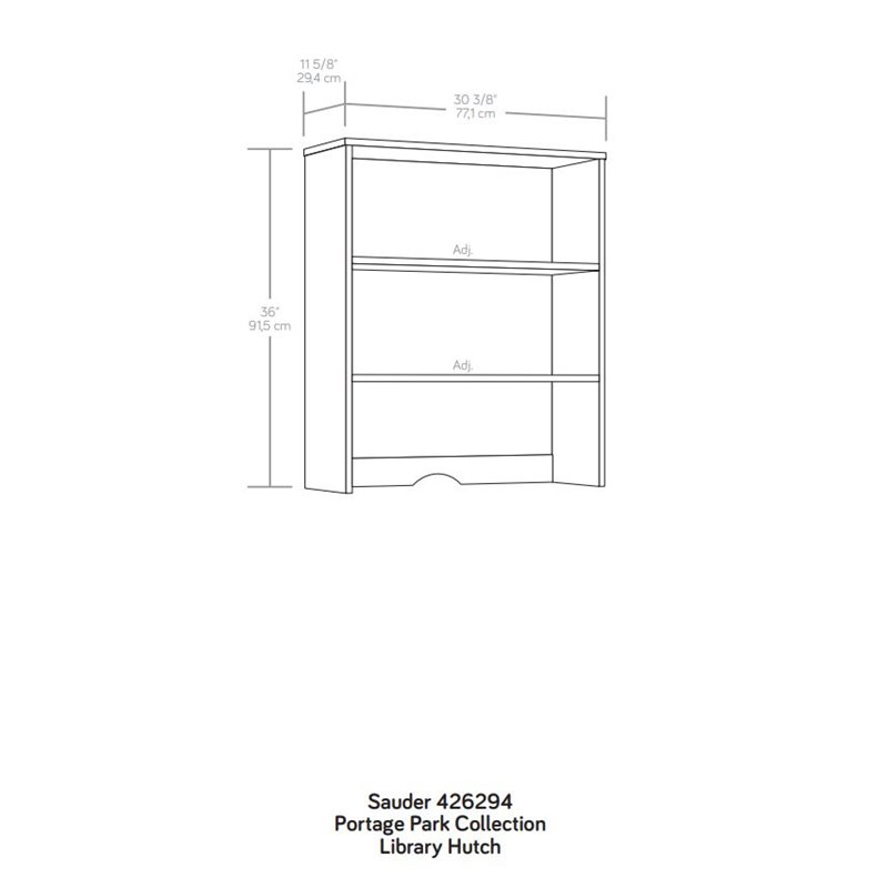 Sauder Portage Park Engineered Wood Library Hutch in Kiln Acacia ...