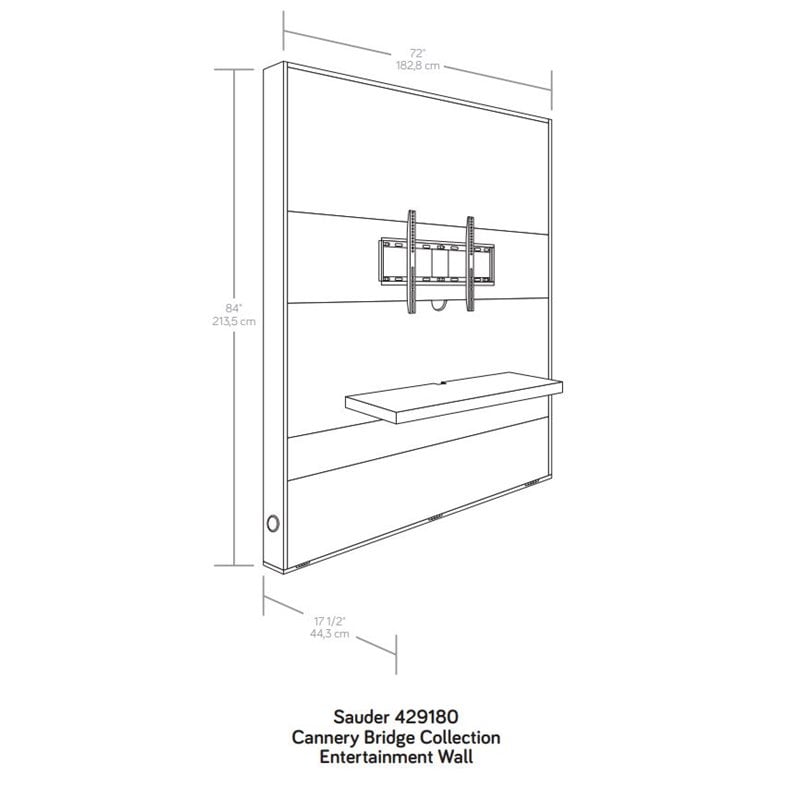 Sauder Cannery Bridge Engineered Wood Entertainment Wall in Lintel Oak