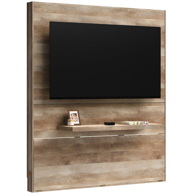 Sauder Cannery Bridge Engineered Wood Entertainment Wall in Lintel Oak