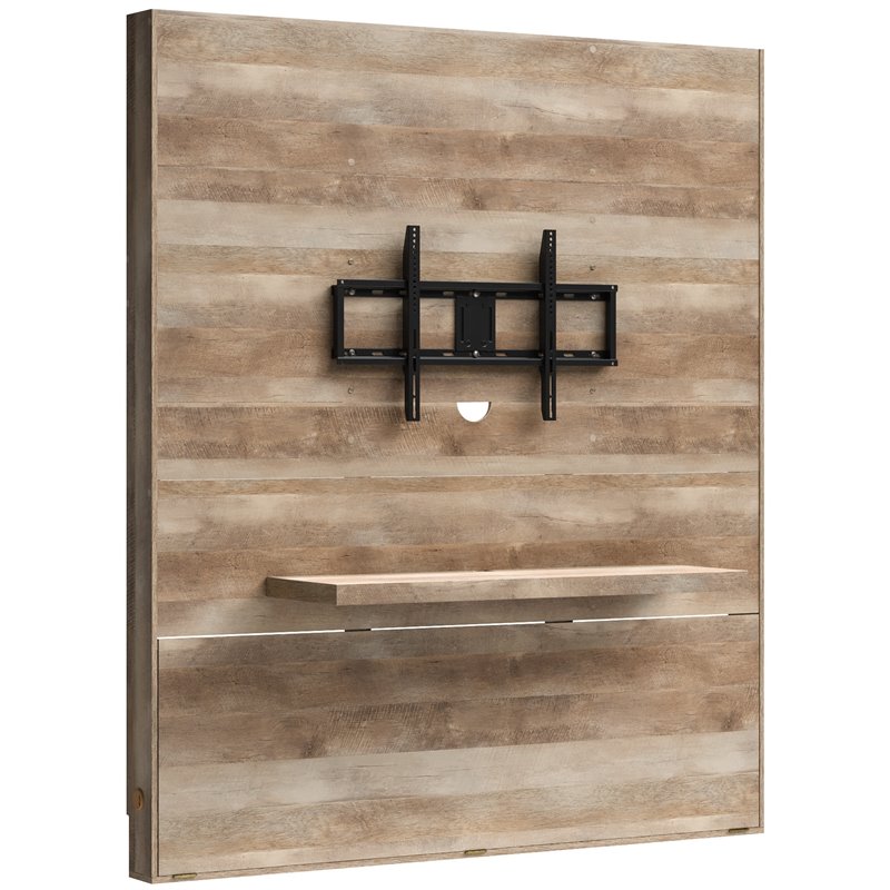 Sauder Cannery Bridge Engineered Wood Entertainment Wall in Lintel Oak