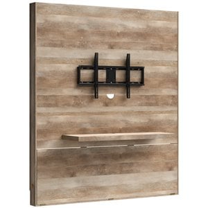 Sauder Cannery Bridge Engineered Wood Entertainment Wall in Lintel Oak