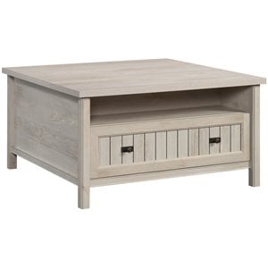 sauder costa engineered wood lift-top coffee table in chalked chestnut