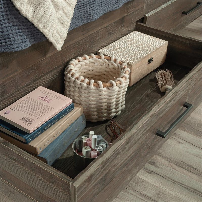 Sauder Summit Station Engineered Wood Twin Mates Bed in Pebble Pine