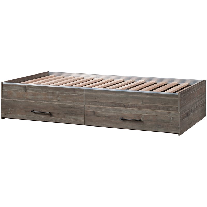 Sauder Summit Station Engineered Wood Twin Mates Bed in Pebble Pine