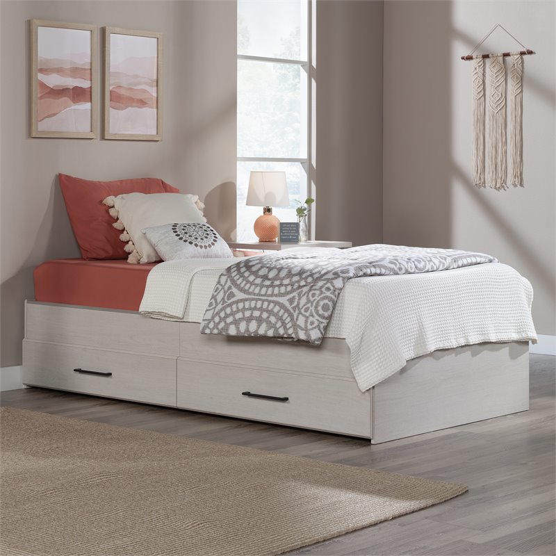Sauder Summit Station Engineered Wood Twin Mates Bed in Glacier Oak