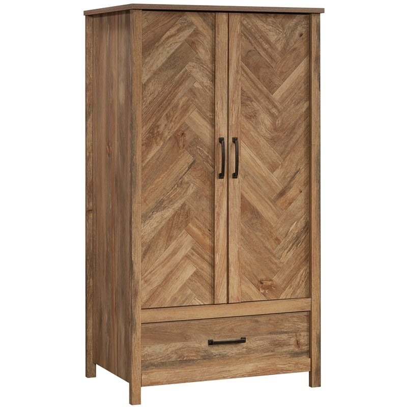 Sauder Cannery Bridge Engineered Wood Bedroom Armoire in Sindoori Mango/Natural