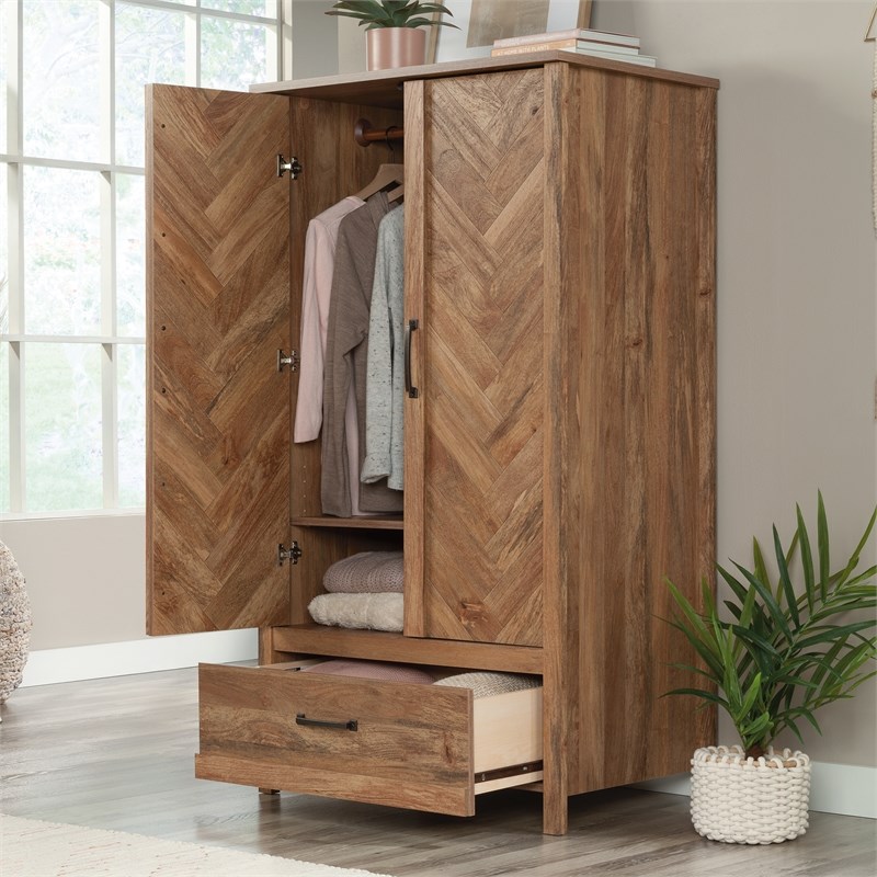 Sauder Cannery Bridge Engineered Wood Bedroom Armoire in Sindoori Mango/Natural