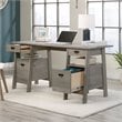 Sauder Trestle Engineered Wood Executive Desk in Mystic Oak