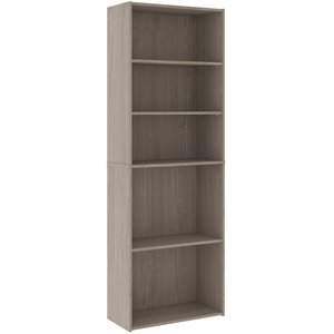 sauder beginnings engineered wood 5-shelf bookcase in silver sycamore