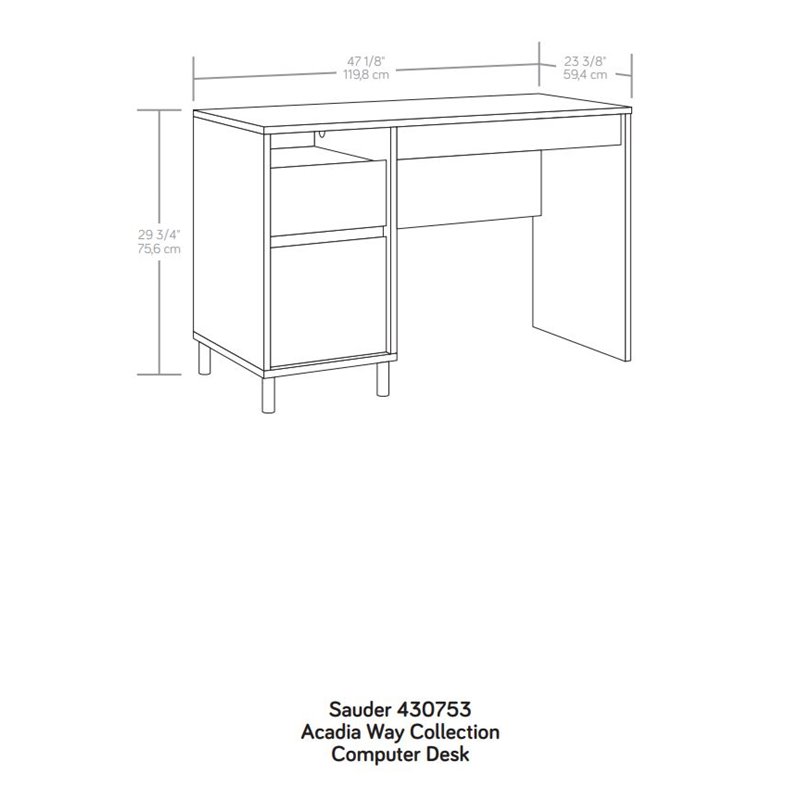 Sauder Acadia Way Single Pedestal Desk in Raven Oak with Timber Oak ...