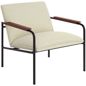 sauder boulevard cafe metal frame and cushioned seat lounge chair in ivory/black