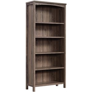 sauder woodburn engineered wood 5-shelf tall bookcase in washed walnut