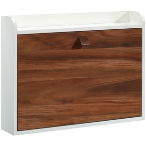 sauder anda norr engineered wood wall mount desk in pearl oak/blaze acacia