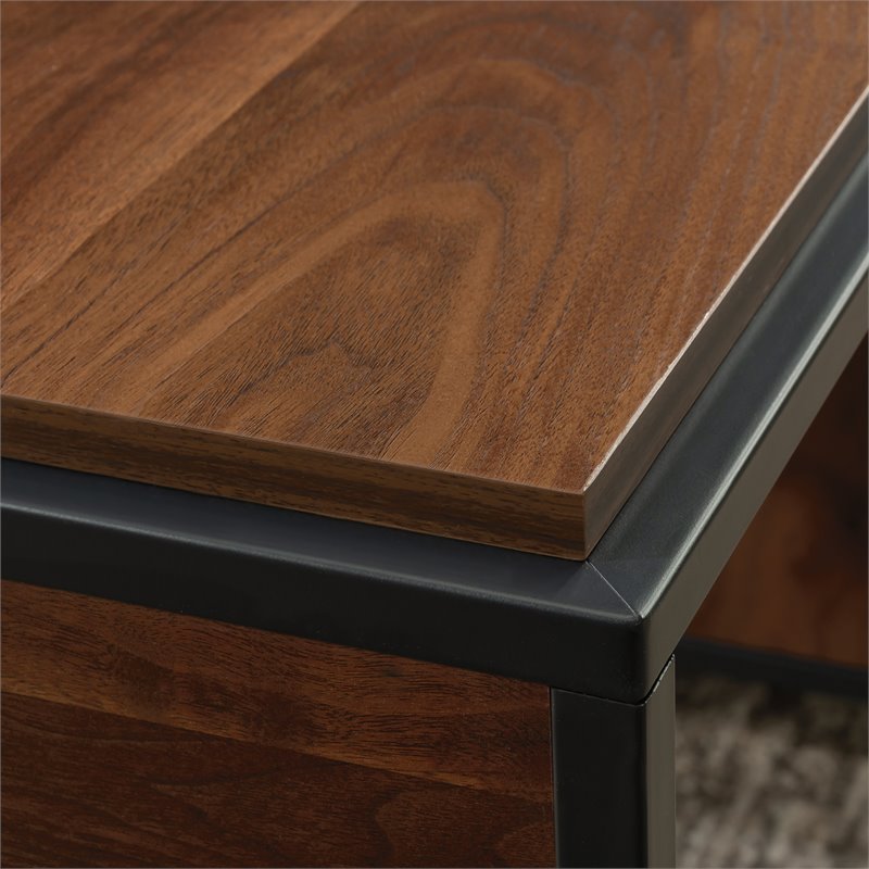 Sauder Nova Loft Engineered Wood Single Pedestal Desk in Grand Walnut
