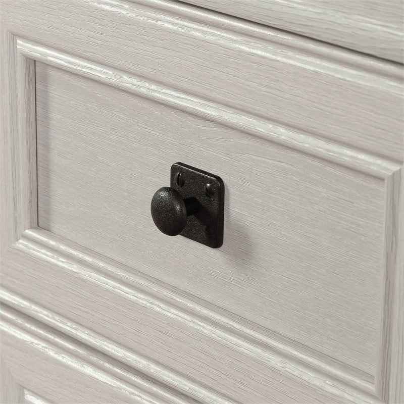 Sauder Palladia Engineered Wood Executive Desk in Glacier Oak/Rosso Slate Accent