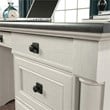 Sauder Palladia Engineered Wood Executive Desk in Glacier Oak/Rosso Slate Accent