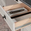Sauder Palladia Engineered Wood Executive Desk in Glacier Oak/Rosso Slate Accent