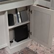Sauder Palladia Engineered Wood Executive Desk in Glacier Oak/Rosso Slate Accent